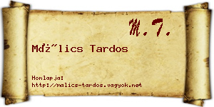 Málics Tardos névjegykártya